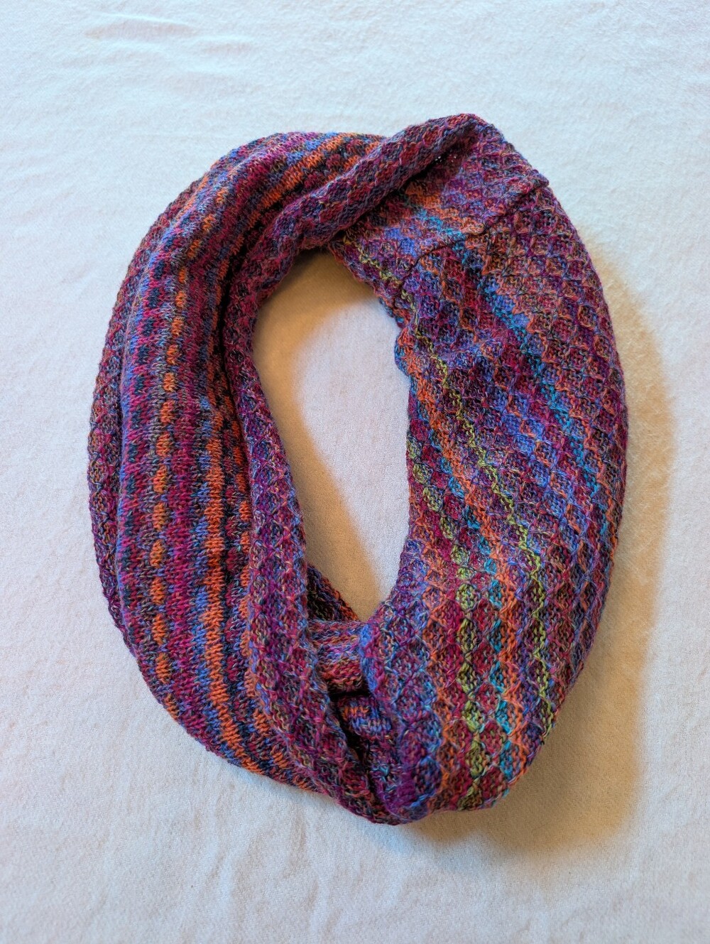100% Baby Alpaca Multicolor Knit Infinity Scarf